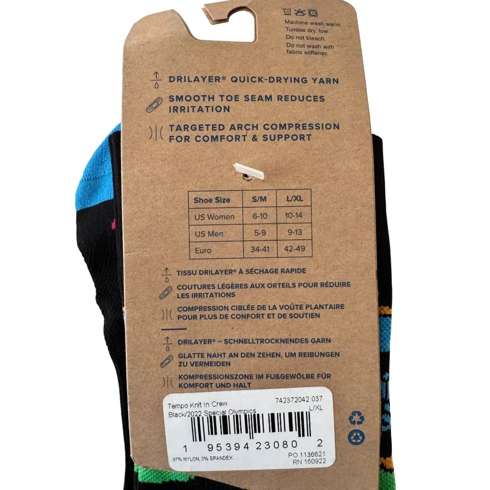 Brooks Tempo Knit Crew Run Socks NWT Size L/XL  Mens 9-13  WMNS 10-14
